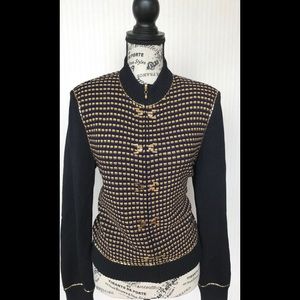 St John black gold and purple sweater size 6